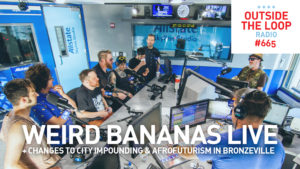 Mike Stephen welcomes the members of the local band Weird Bananas into the studio.